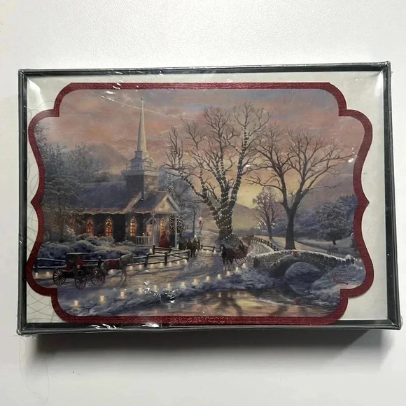 New Hallmark Thomas Kinkade painter of light Christmas cards plus envelopes - Picture 1 of 4